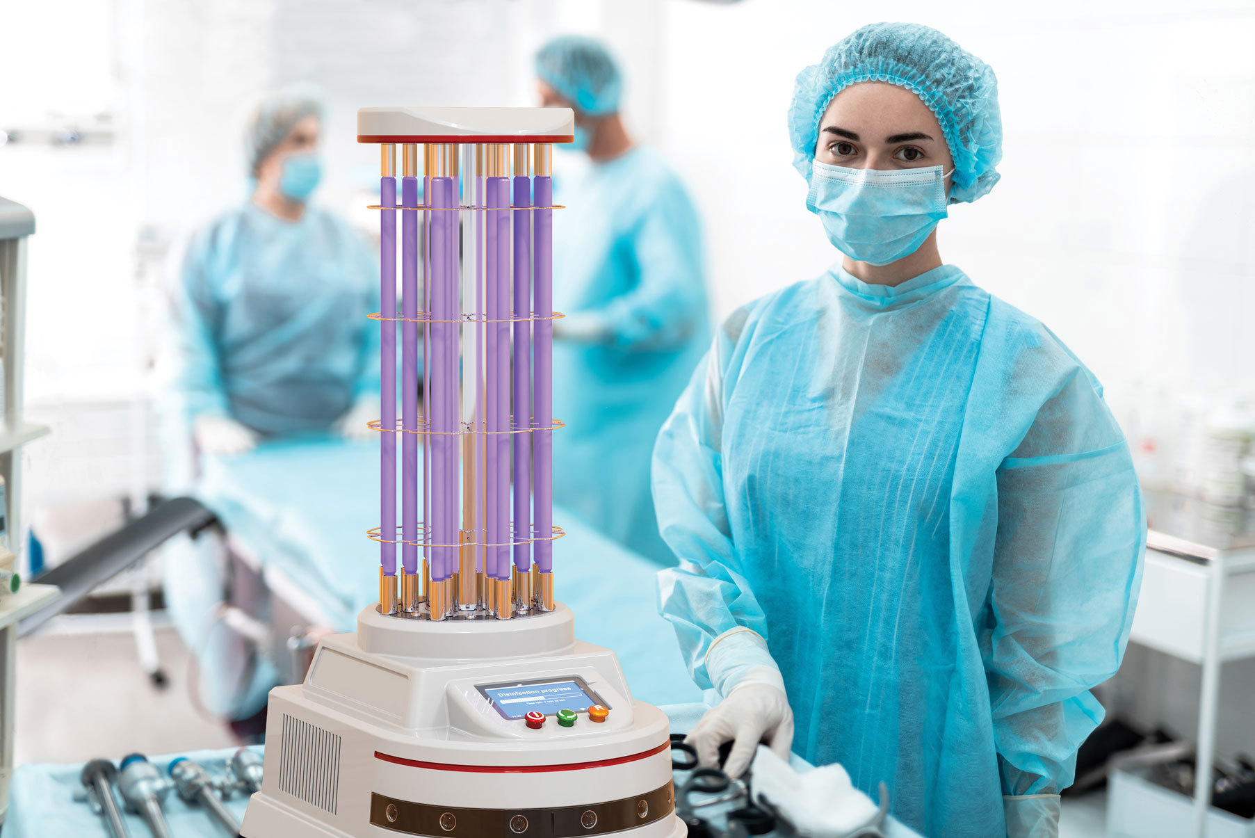 UV-Laser sind sehr hilfreich in einer Vielzahl von Anwendungen wie z. B. bei der Fluoreszenz-Mikroskopie in biomedizinischen Systemen (rechts) oder