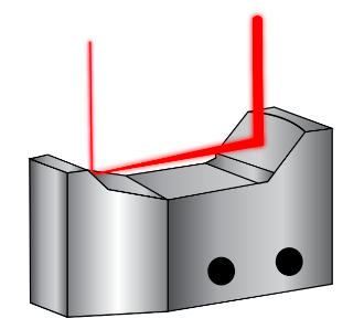Abbildung 9: Im Gegensatz zu durchlässigen Strahlaufweitern weiten die gekrümmten Spiegel dieses reflektierenden Canopus-Strahlaufweiters einen einfallenden Laserstrahl auf. Bei den Löchern an den Seiten des Strahlaufweiters handelt es sich um integrierte Befestigungsvorrichtungen.